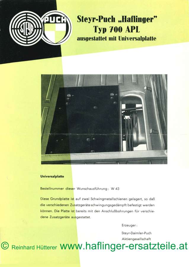 technical data sheet of the Haflinger universal board
